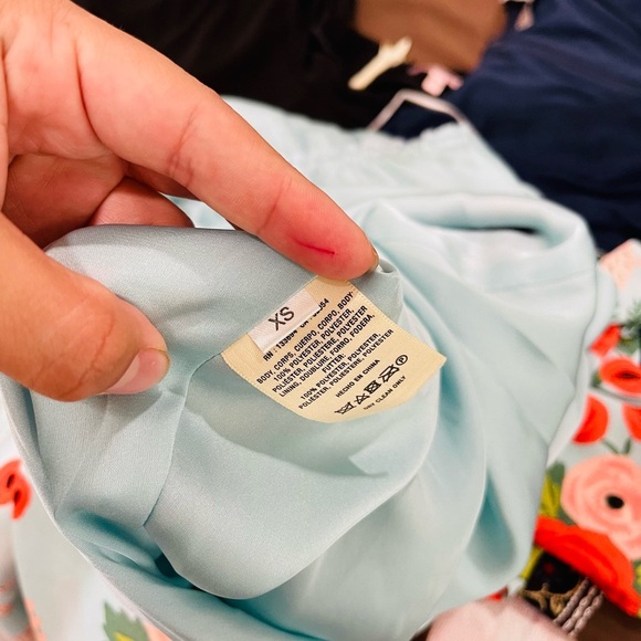 Paper Crown x Rifle Paper Floral Blue Double Tiers Chiffon Poppy Fields Dress - Picture 8 of 9